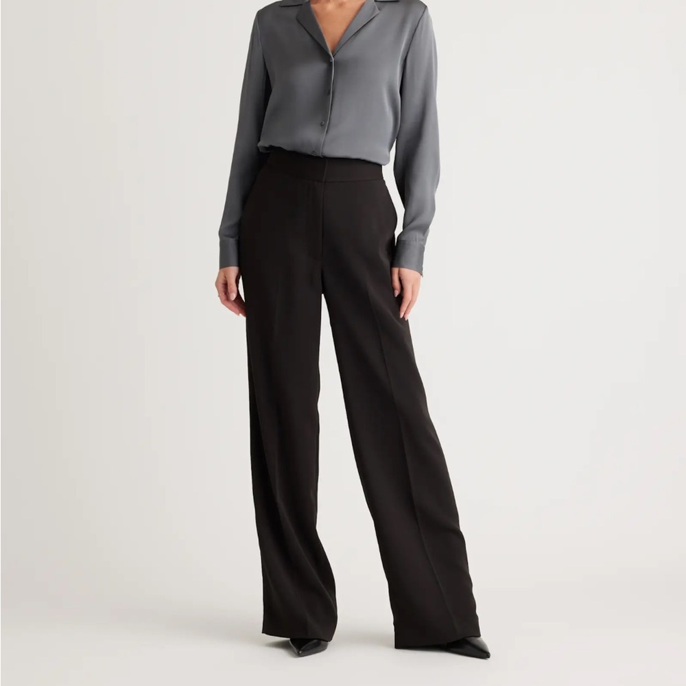 Quince Stretch Crepe Pleated Wide Leg Pant